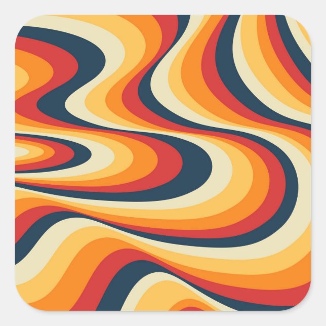 Colourful abstract swirl design square sticker (Front)