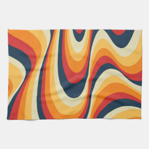 Colourful abstract swirl design tea towel