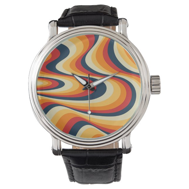 Colourful abstract swirl design watch (Front)