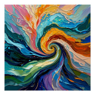 Colourful Abstract Swirl: Dynamic Spectrum Art for Poster
