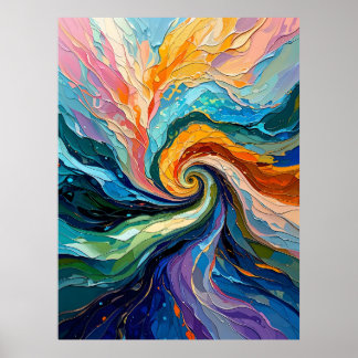 Colourful Abstract Swirl: Dynamic Spectrum Art for Poster