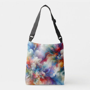 Colourful Abstract Swirl Explosion Artwork Crossbody Bag