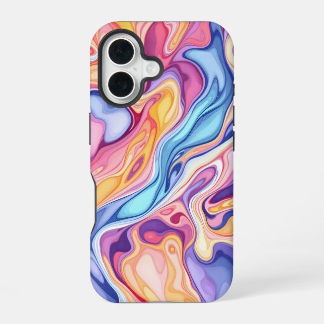 Colourful Abstract Swirl Fluid Pattern  iPhone 16 Case (Back)