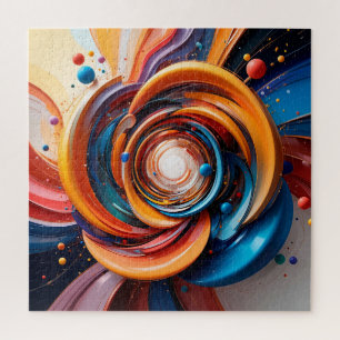 🧩 Colourful Abstract Swirl Modern Art Gift 🎨 Jigsaw Puzzle