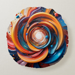 🎨 Colourful Abstract Swirl Modern Art Home Decor Round Cushion