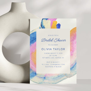 Colourful Abstract Swirl Watercolor Bridal Shower Invitation