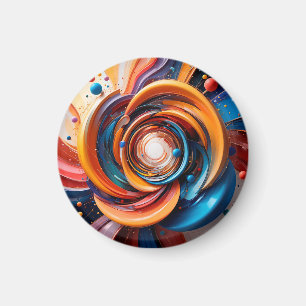 Colourful Abstract Swirling Design Magnet