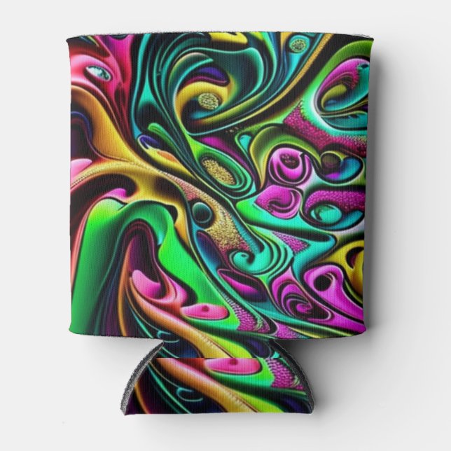 Colourful Abstract Swirls Design Can Cooler (Front)