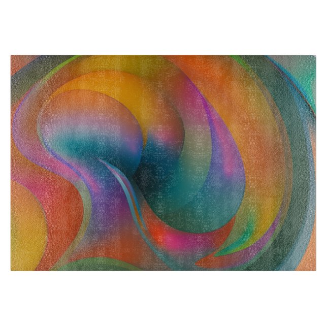 Colourful Abstract Swirls Orange Blue Green Pink   Cutting Board (Front)