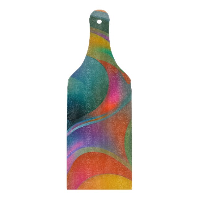 Colourful Abstract Swirls Orange Blue Green Pink  Cutting Board (Front)