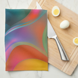 Colourful Abstract Swirls Orange Blue Green Pink   Tea Towel