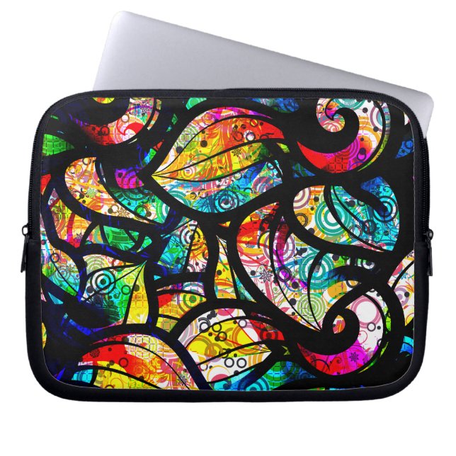 Colourful Abstract Swirls Pattern Laptop Sleeve (Front)