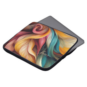 Colourful Abstract Swirls with Personalisation Laptop Sleeve