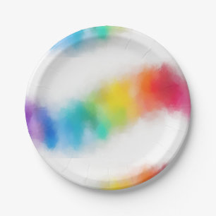 Colourful Abstract Template Modern Rainbow Colours Paper Plate
