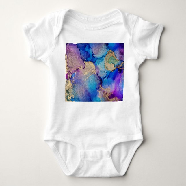 Colourful Abstract: Textured Oil Painting. Baby Bodysuit (Front)