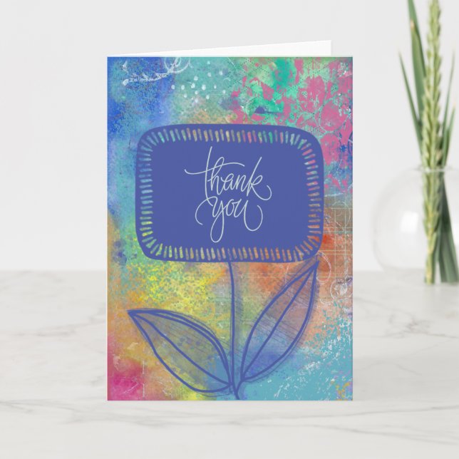 Colourful Abstract "Thank You"  Card (Front)