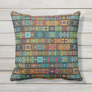 Colourful abstract tile pattern design cushion