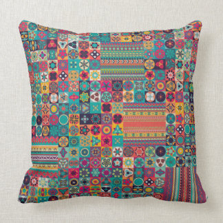 Colourful abstract tile pattern design cushion