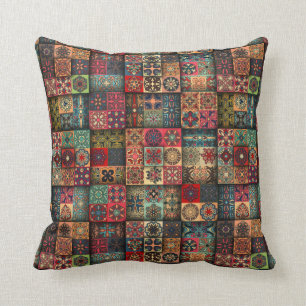 Colourful abstract tile pattern design cushion