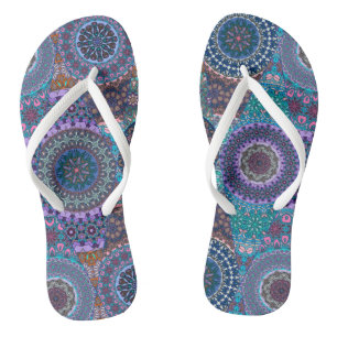 Colourful abstract tile pattern design thongs