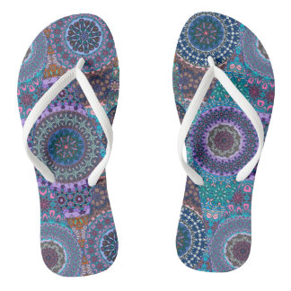 Colourful abstract tile pattern design thongs