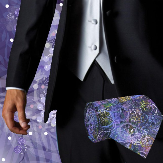 Colourful Abstract Trendy Artistic Contemporary Tie (Make an impression with this stylish Abstract men's fashion necktie great for weddings or the office)
