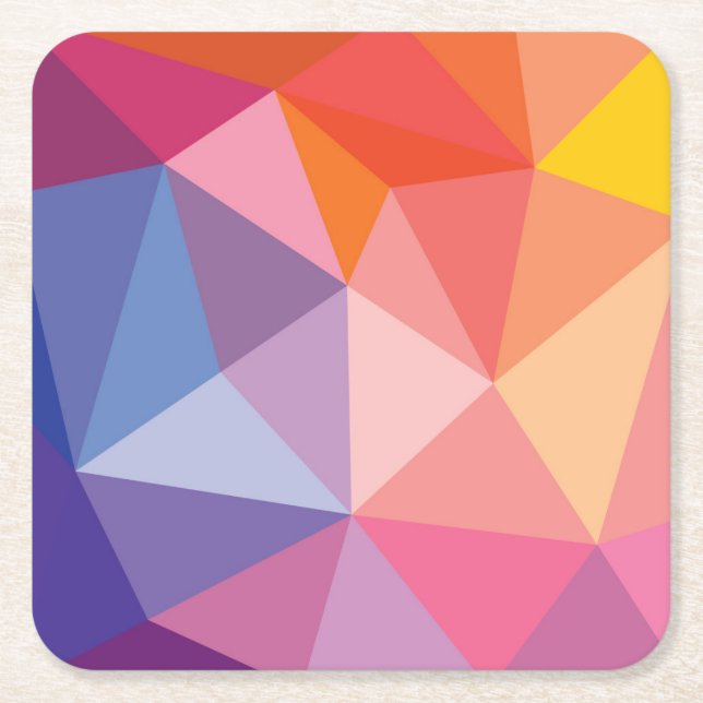 Colourful Abstract Triangle Pattern Square Paper Coaster (Front)