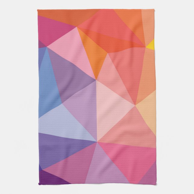 Colourful Abstract Triangle Pattern Tea Towel (Vertical)