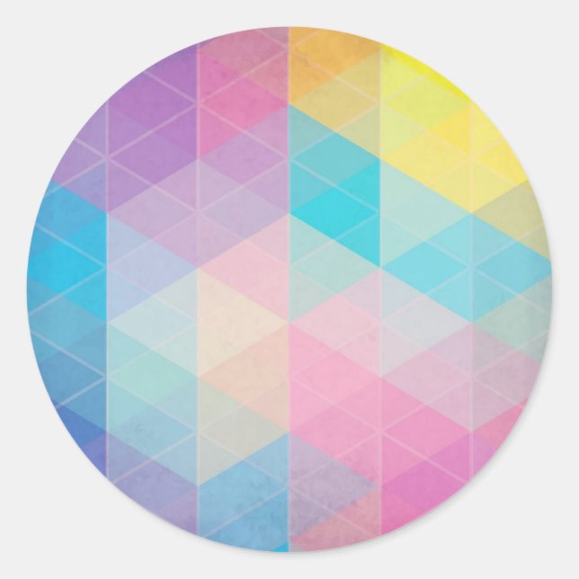 Colourful abstract triangles background classic round sticker (Front)