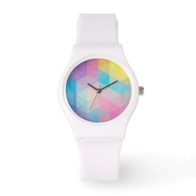 Colourful abstract triangles background watch (Front)