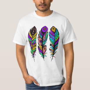 Colourful Abstract Tribal Feathers Illustration T-Shirt