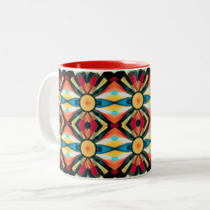Colourful Abstract Tribal Inspired Two-Tone Coffee Mug