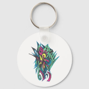 Colourful Abstract Tribal Tattoo Art Key Ring