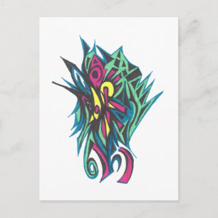 Colourful Abstract Tribal Tattoo Art Postcard