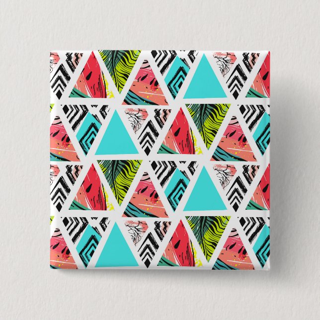 Colourful Abstract Tropical Pattern 15 Cm Square Badge (Front)