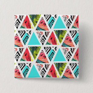 Colourful Abstract Tropical Pattern 15 Cm Square Badge