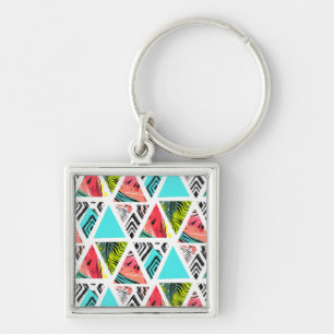 Colourful Abstract Tropical Pattern Key Ring