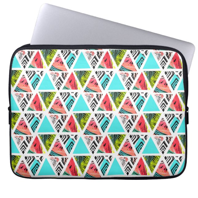 Colourful Abstract Tropical Pattern Laptop Sleeve (Front)