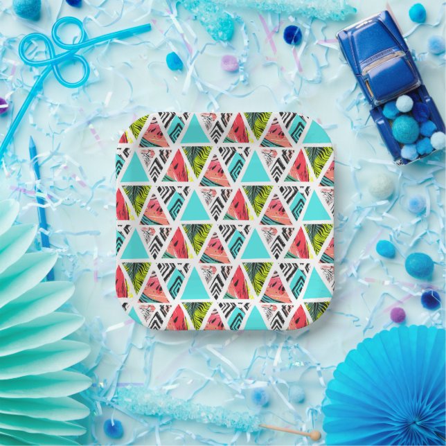 Colourful Abstract Tropical Pattern Paper Plate (Party)