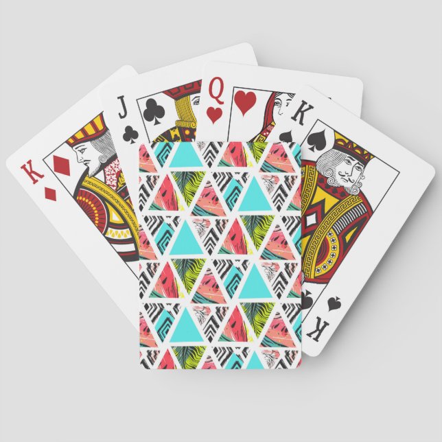 Colourful Abstract Tropical Pattern Playing Cards (Back)