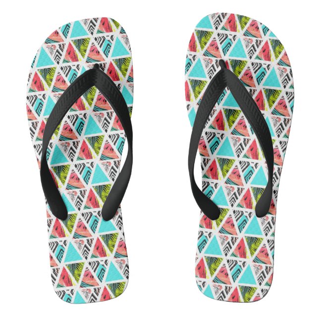 Colourful Abstract Tropical Pattern Thongs (Footbed)
