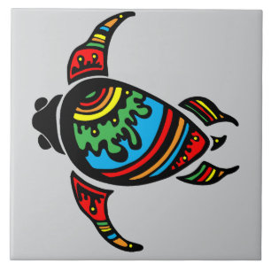 Colourful abstract Turtle Ceramic Tile