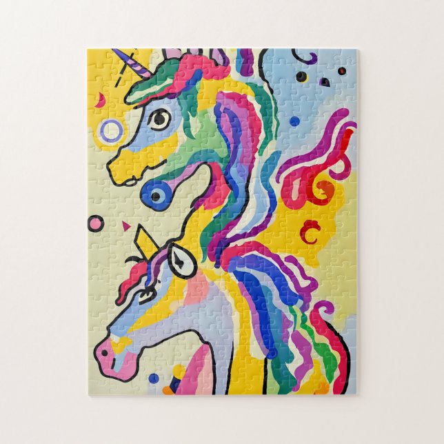 Colourful Abstract Unicorn Portrait Painting Jigsaw Puzzle (Vertical)