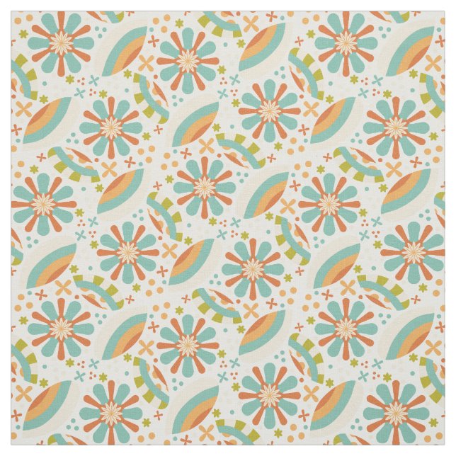 Colourful abstract vintage design with flowers fabric (Swatch)