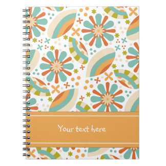 Colourful abstract vintage design with flowers notebook