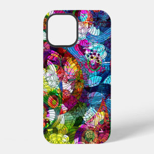 Colourful Abstract Vintage Flowers Collage iPhone 12 Case
