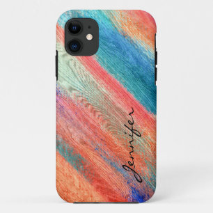 Colourful Abstract Vintage Wood Grain #2 iPhone 11 Case