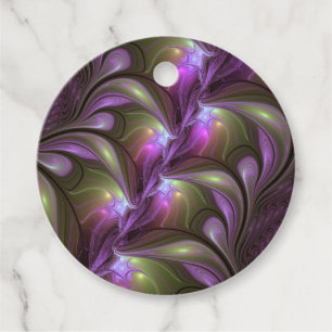 Colourful Abstract Violet Purple Khaki Art Custom Favour Tags