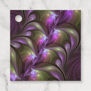 Colourful Abstract Violet Purple Khaki Art Custom Favour Tags