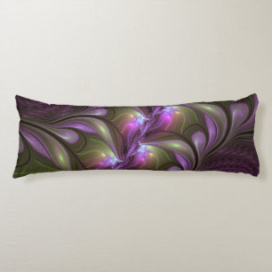 Colourful Abstract Violet Purple Khaki Fractal Art Body Cushion